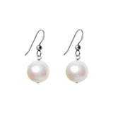 Oxidized sterling silver Pearl earrings, Oxidized sterling silver Pearl gemstone earrings, Oxidized sterling silver Pearl birthstone earrings variant--Oxidized-sterling-silver