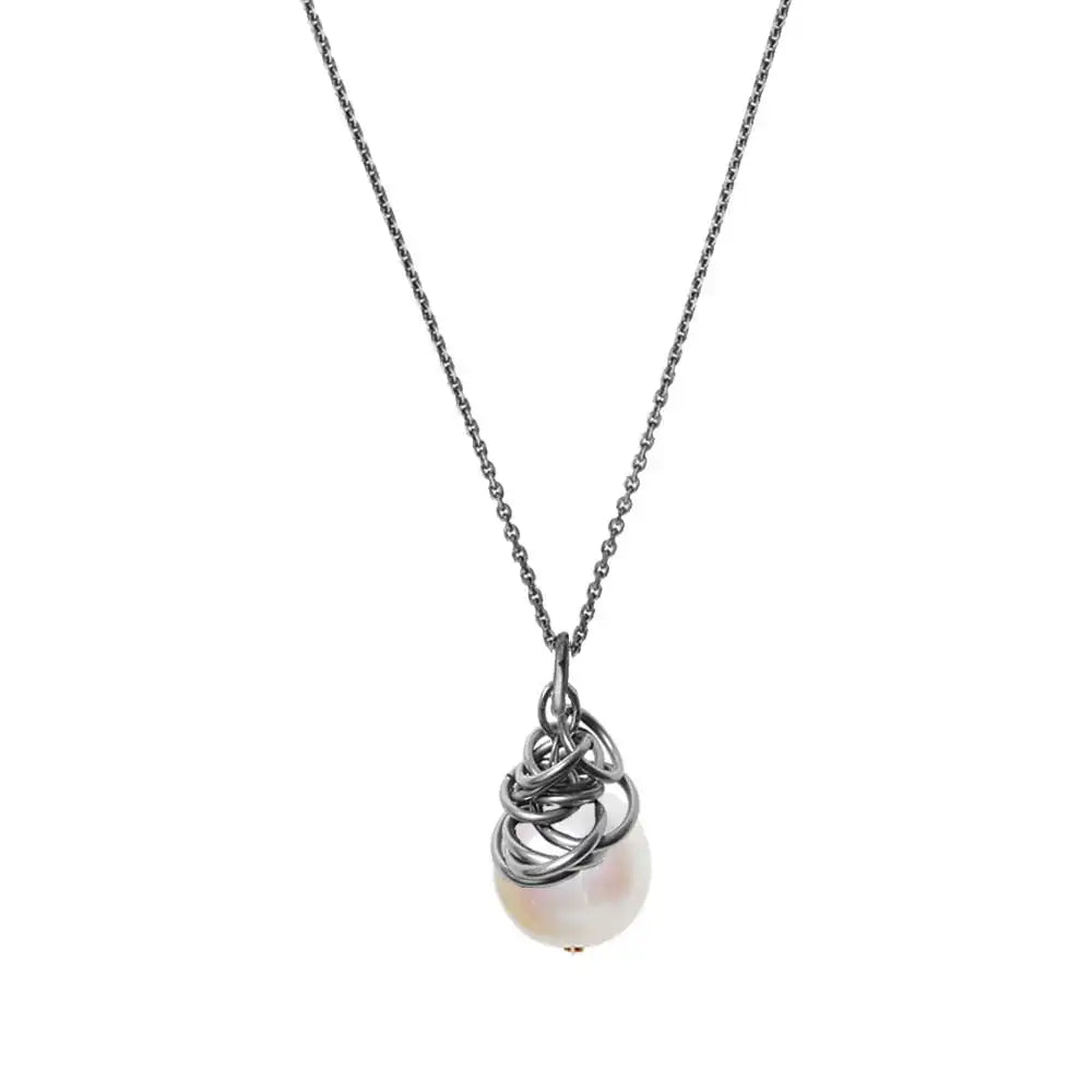 Trista' - Pearl Necklace - erin gallagher variant--Oxidized-sterling-silver