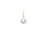 Glowing pearl briolette gemstone charm, 12mm, handcrafted with gold-fill wrap detail. variant--Pearl variant--Gold-fill variant--Small