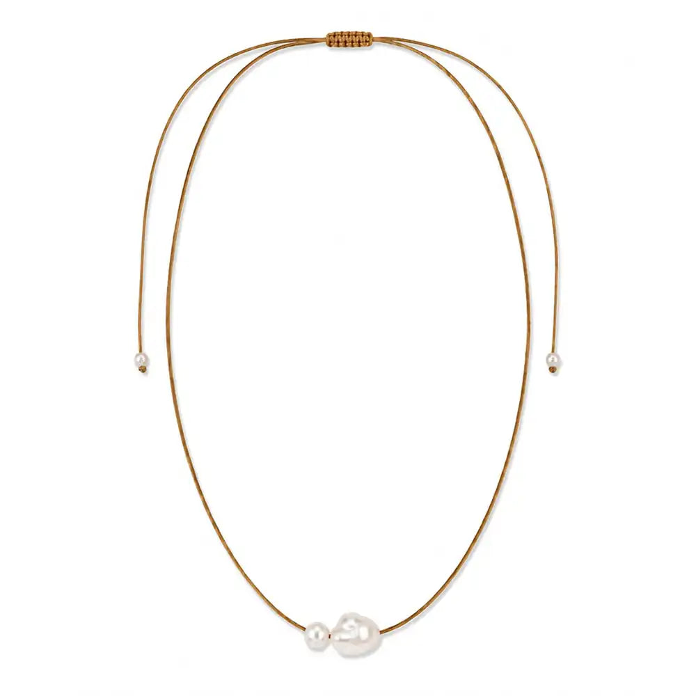 Camel Pearl Silk Necklace