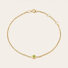 Sterling silver Peridot bracelet, Minimalist peridot birthstone bracelet with smooth bezel setting