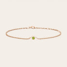 14K rose gold Peridot bracelet, 14K rose gold Peridot birthstone bracelet, 14K rose gold Peridot gemstone bracelet