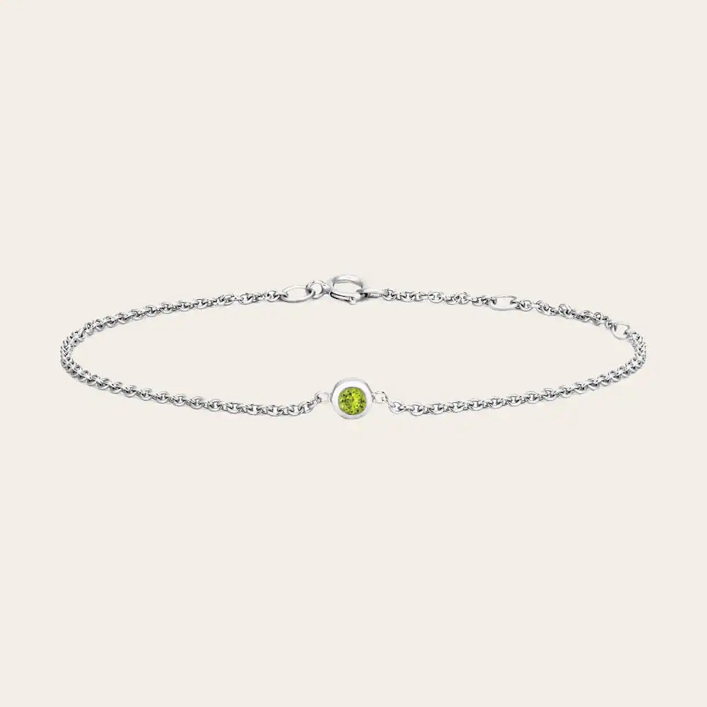 3mm peridot bracelet adjustable chain gold white gold variant--14K-white-gold variant--Peridot