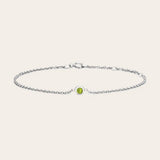 3mm peridot bracelet adjustable chain gold white gold variant--14K-white-gold variant--Peridot
