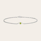 14K yellow gold Peridot bracelet, August birthstone peridot bracelet layered with gold chains