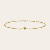 14K yellow gold Peridot bracelet, Minimalist peridot birthstone bracelet with smooth bezel setting yellow gold variant--14K-yellow-gold variant--Peridot