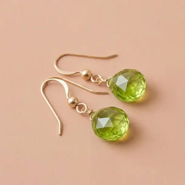 Handmade peridot earrings. Custom designed for you variant--Gold-fill, variant--Sterling-silver, variant--14K-yellow-gold, variant--14K-white-gold variant--Peridot