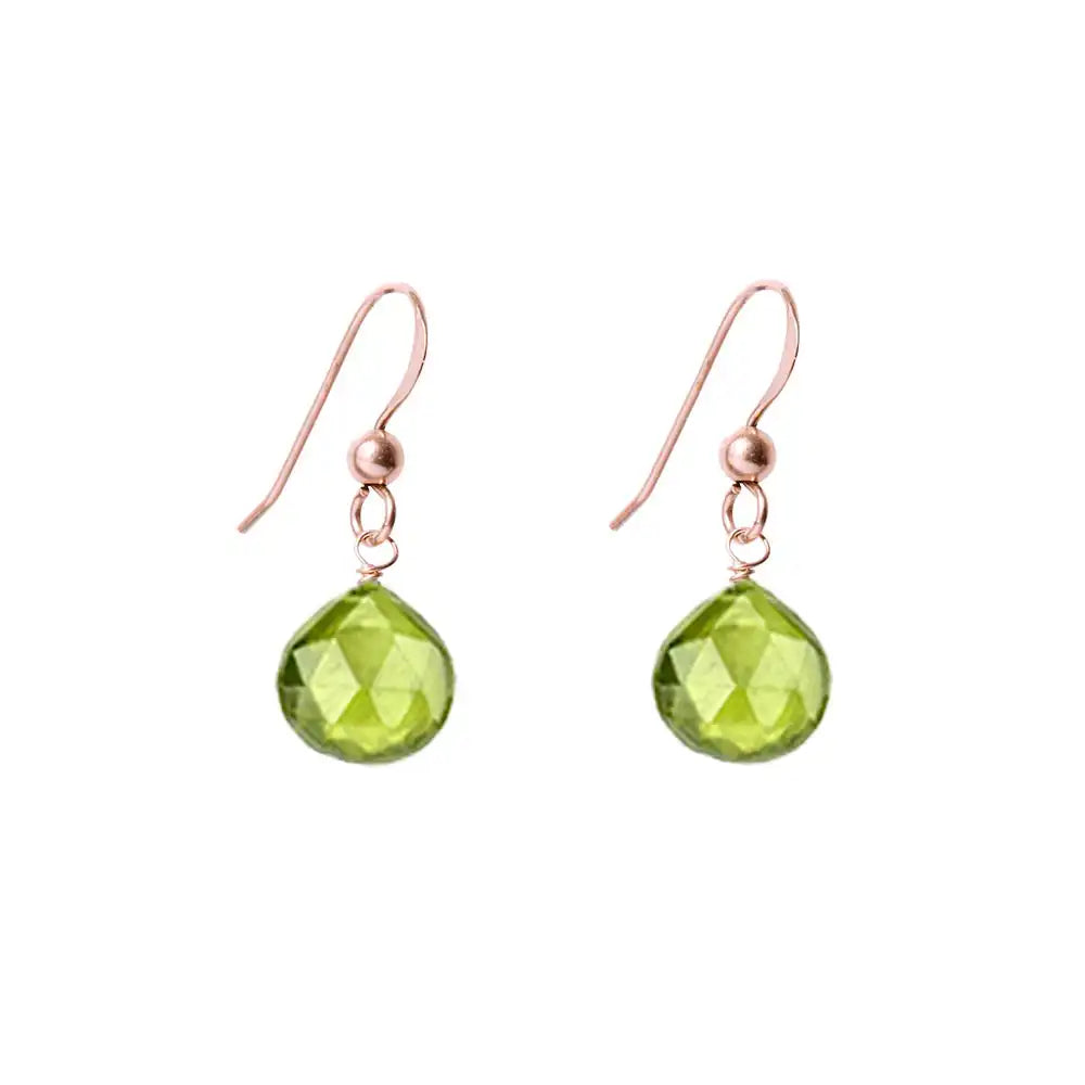 Rose Gold-fill Peridot earrings, Rose Gold-fill Peridot gemstone earrings, Rose Gold-fill Peridot birthstone earrings