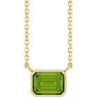East West peridot necklace in 14K yellow gold