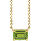Emerald-cut peridot necklace in 14K yellow gold