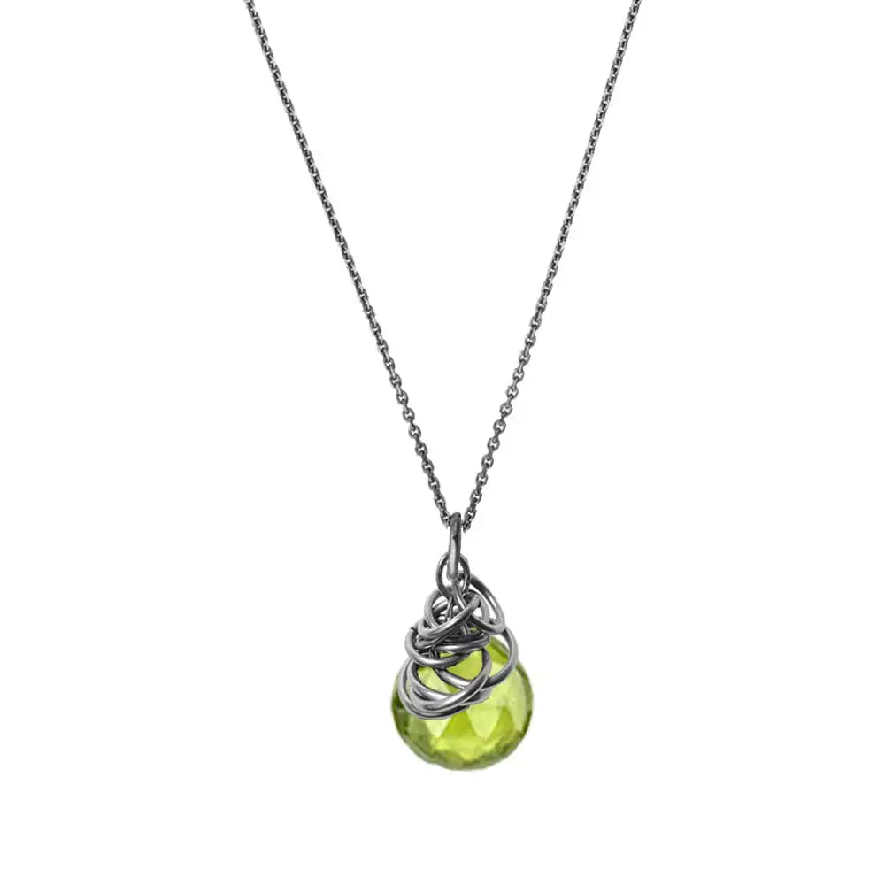 Trista' - Peridot Necklace - erin gallagher variant--Oxidized-sterling-silver