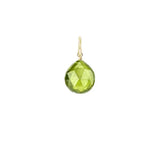 Sparkling 6mm briolette gemstone charm in peridot, wrapped by hand in sterling silver. variant--Peridot variant--Gold-fill variant--Large