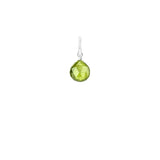 Faceted teardrop charm in peridot, 12mm, suspended from artisan sterling silver wrap. variant--Peridot variant--Sterling-silver variant--Small