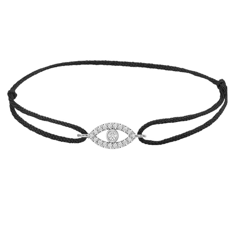 14K gold evil eye bracelet with natural diamonds white gold variant--14K-white-gold