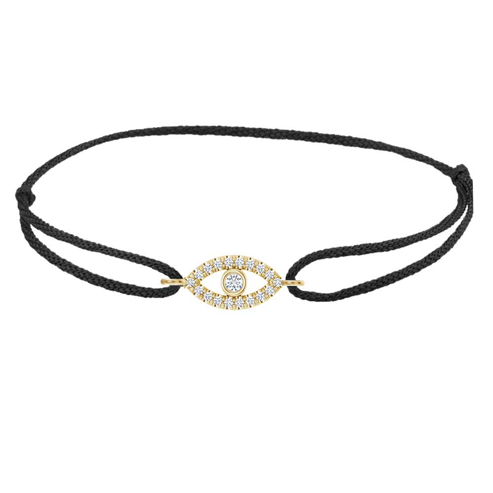 Silk Diamond Evil Eye Bracelet with adjustable silk cord