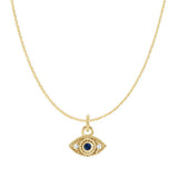 Mini evil eye necklace in 14K yellow gold with sapphire and diamond variant--Sapphire variant--14K-yellow-gold