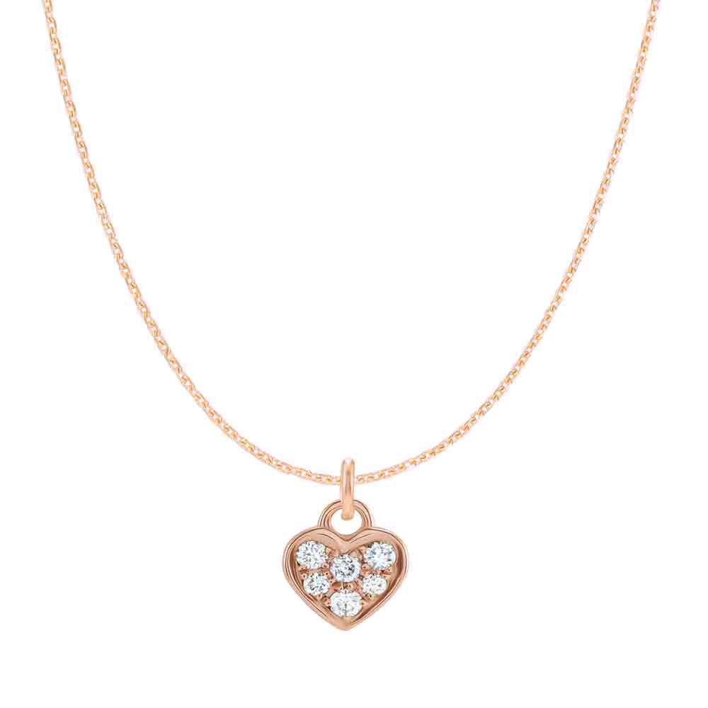 Diamond pavé heart necklace pendant, close-up of pavé diamond detail variant--14K-rose-gold