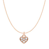 Diamond pavé heart necklace pendant, close-up of pavé diamond detail variant--14K-rose-gold
