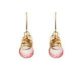 Pink topaz dangle earrings in 14K gold-fill, warm gold setting with soft pink topaz stone variant--Gold-fill variant--Pink-Topaz