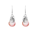 Pink topaz dangle earrings in sterling silver, silver bezel setting with delicate pink topaz stone variant--Sterling-silver variant--Pink-Topaz