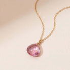Pink topaz drop necklace in gold-fill, genuine pink topaz pendant