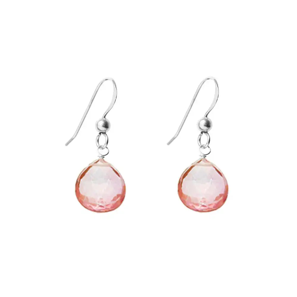 Elegant pink topaz earrings crafted in 14K white gold variant--14K-white-gold variant--Pink-Topaz