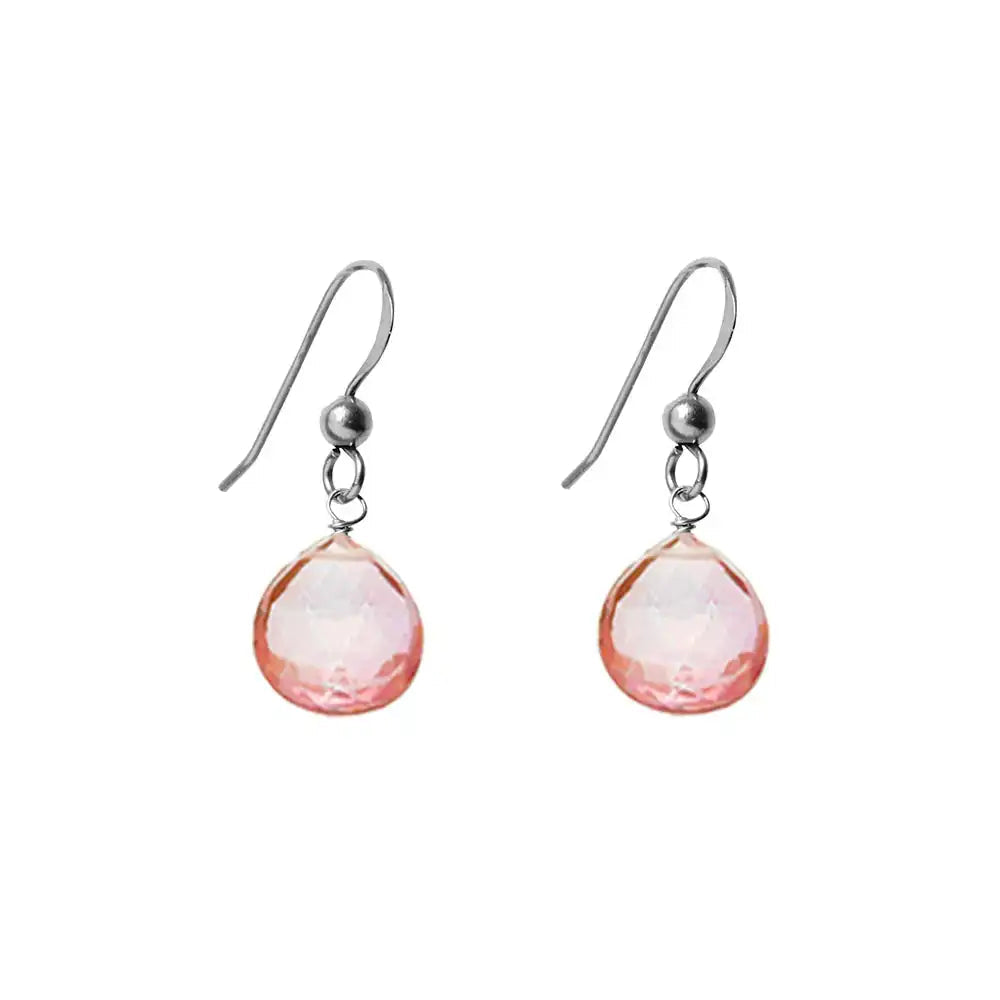 Oxidized sterling silver Pink Topaz earrings, Oxidized sterling silver Pink Topaz gemstone earrings, Oxidized sterling silver Pink Topaz birthstone earrings variant--Oxidized-sterling-silver