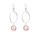 Pink Topaz gemstone hoop earrings in sterling silver, hand-cut soft pink stone, handmade in the USA variant--Pink-Topaz variant--Sterling-silver