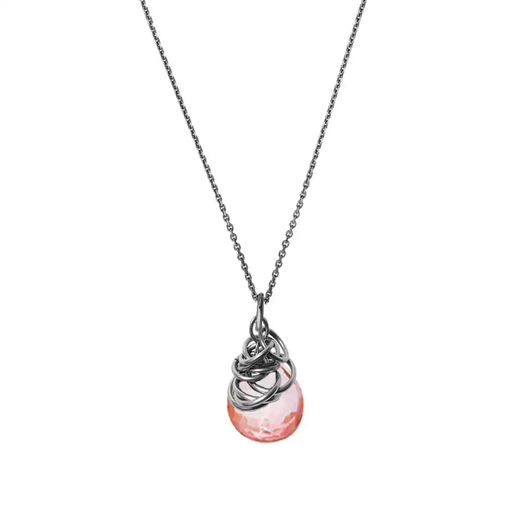 Trista' - Pink Topaz Necklace - erin gallagher variant--Oxidized-sterling-silver
