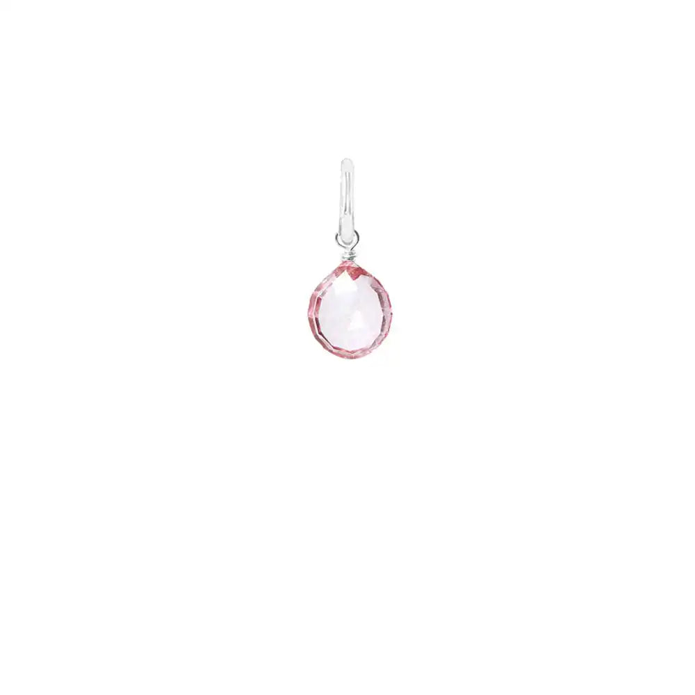Hand-cut pink topaz briolette pendant, 12mm in size and finished in lustrous sterling silver. variant--Sterling silver variant--Large
