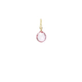 12mm faceted pink topaz briolette charm wrapped in gold-fill for delicate charm necklaces. variant--Pink-Topaz variant--Gold-fill variant--Small variant--Citrine