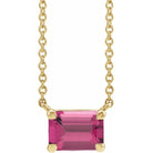 pink tourmaline emerald-cut necklace in 14K yellow gold