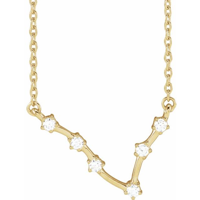 14K gold Pisces constellation necklace with natural diamonds