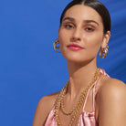 Bold 14K gold tube hoop earrings with smooth finish