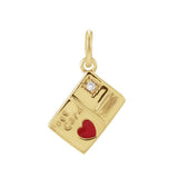 Tiny diamond postcard charm in 14K gold, front view variant--14K-yellow-gold