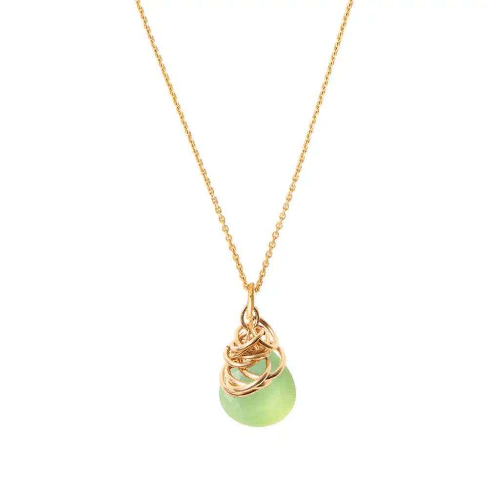 Natural prehnite pendant necklace in 14K gold-fill, side view detail variant--Prehnite variant--Gold-fill