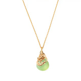 Natural prehnite pendant necklace in 14K gold-fill, side view detail variant--Prehnite variant--Gold-fill