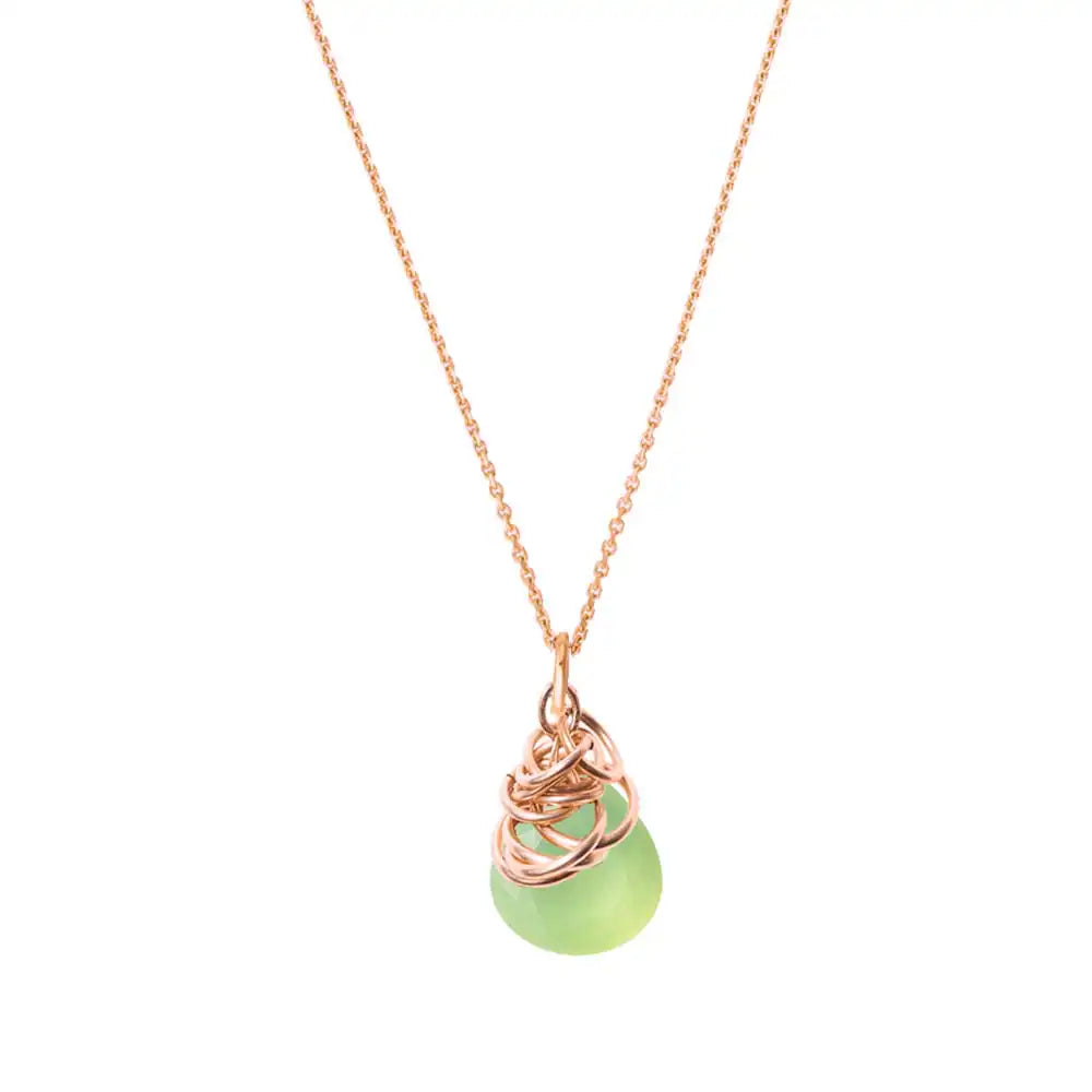 Natural prehnite pendant necklace in rose gold-fill variant--Prehnite variant--Rose-Gold-fill