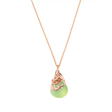 Natural prehnite pendant necklace in 14K gold-fill, detail view Gold-fill variant--Rose-Gold-fill