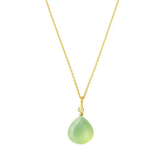 Prehnite drop pendant necklace in 14K gold-fill, product photography