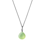 Prehnite drop pendant necklace in oxidized sterling silver, product photography variant--Oxidized-sterling-silver