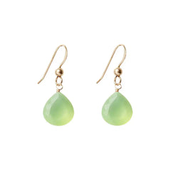 Prehnite drop earrings in 14K gold-fill, 11mm genuine gemstone, 1.5-inch drop, handmade in Colorado
