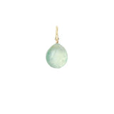 Faceted teardrop charm in prehnite, 6mm, suspended from artisan sterling silver wrap. variant--Gold-fill variant--Large