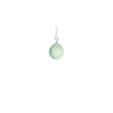 Dainty 12mm briolette charm made from natural prehnite, set in sterling silver for layering. variant--Sterling-silver variant--Small