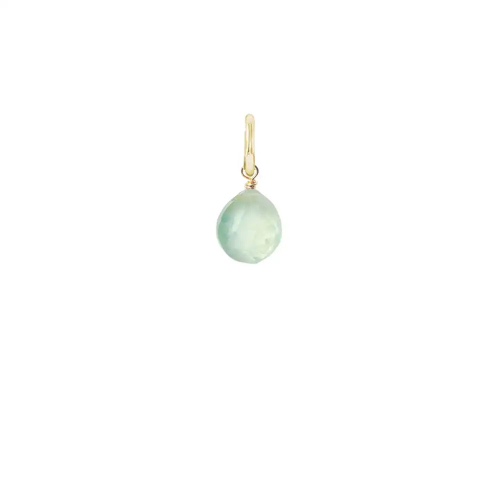 12mm faceted prehnite briolette charm wrapped in gold-fill for delicate charm necklaces. variant--Gold-fill variant--Small