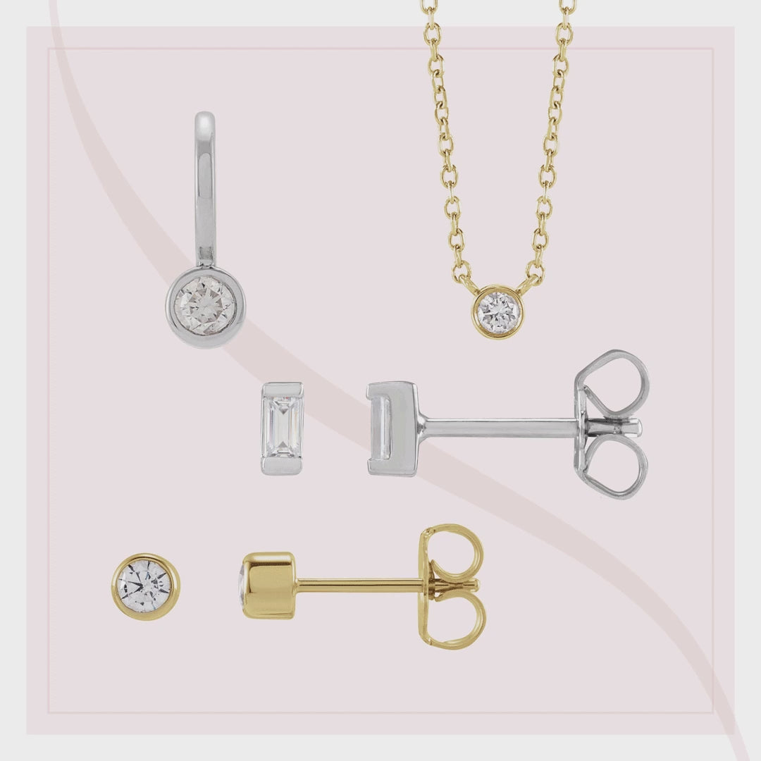 Everyday bezel diamond necklace variant--14K-rose-gold