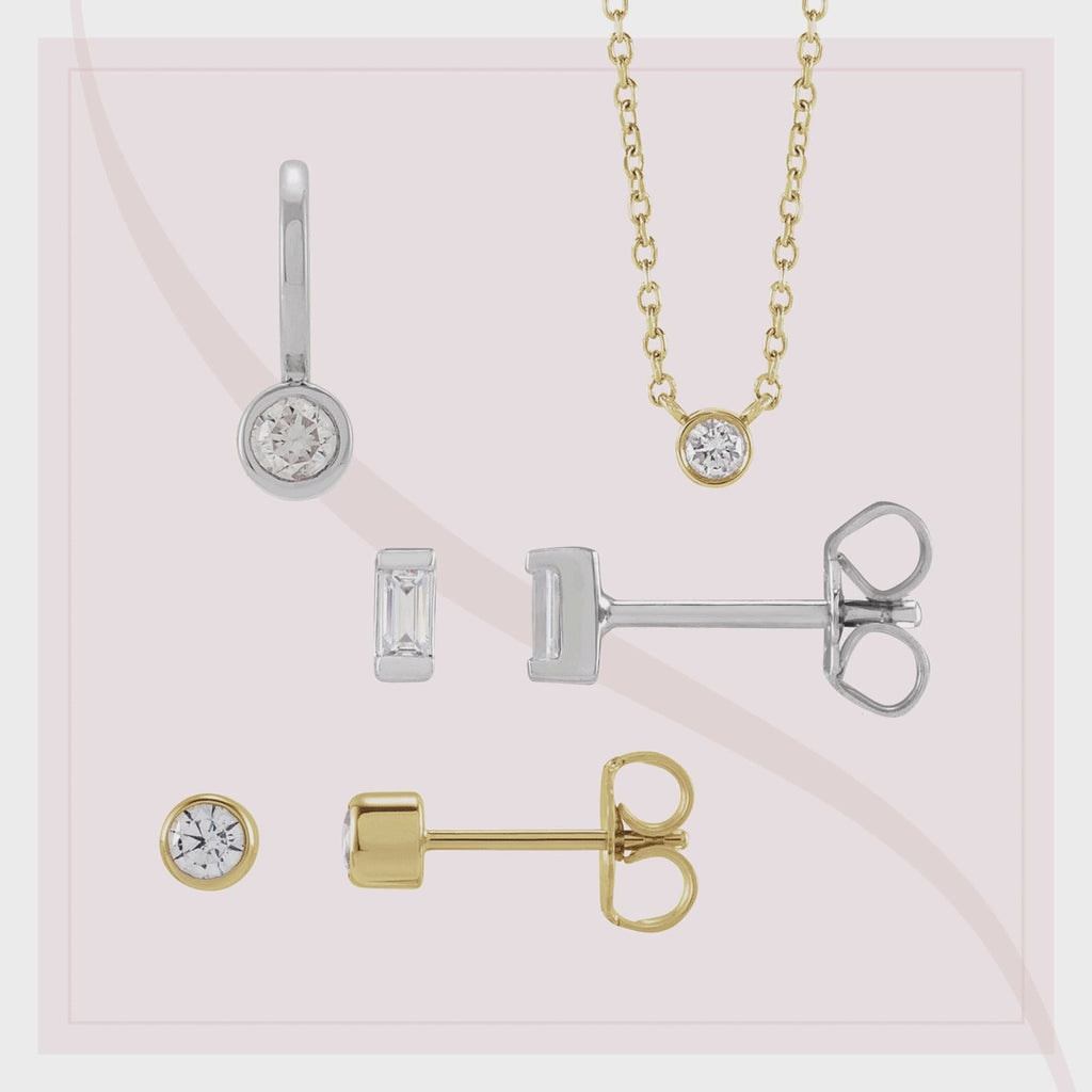 Everyday bezel diamond necklace variant--14K-rose-gold