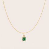 Bezel-set birthstone charm necklace in 14K yellow gold with multiple birthstones