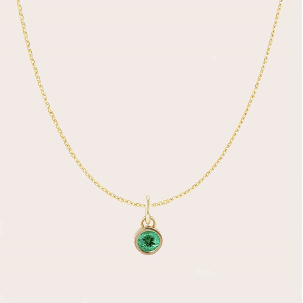 Bezel-set birthstone charm necklace in 14K yellow gold with miltiple birthstones