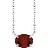 Garnet necklace in sterling silver with east-west prong setting variant--Sterling-silver